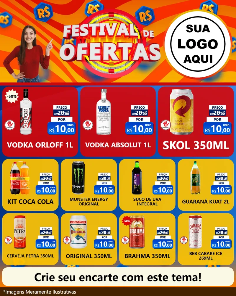 Modelo de Rede Social para Feed Instagram com o tema Festival de Ofertas para Distribuidora de bebidas