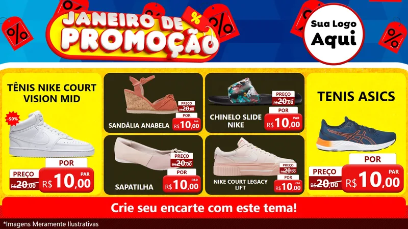 Modelo de TV para TV Horizontal com o tema Janeiro de Promoção para Calçados