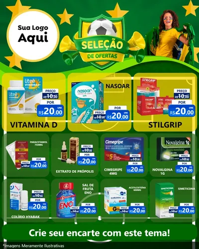 Modelo de Rede Social para Feed Instagram com o tema Seleção de Ofertas - Copa para Farmácia