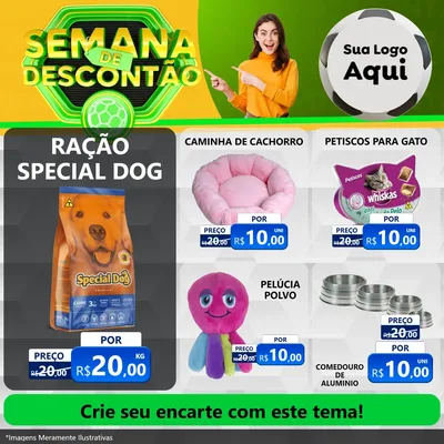 Modelo de Rede Social para Feed Facebook com o tema Semana de Descontão - Copa para Pet Shop