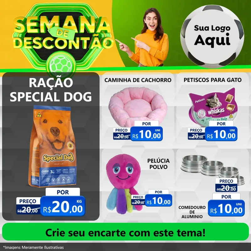 Modelo de Rede Social para Feed Facebook com o tema Semana de Descontão - Copa para Pet Shop