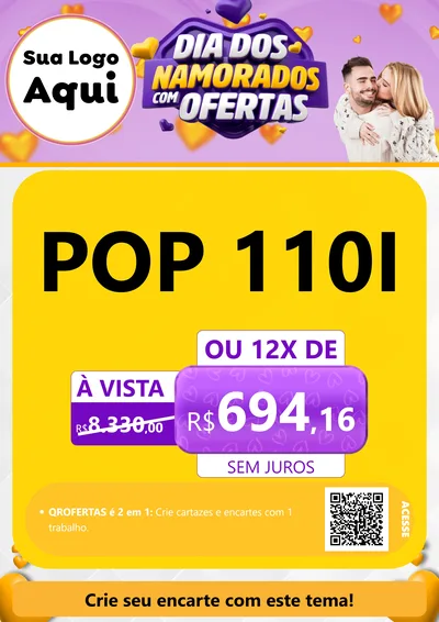 Modelo de Cartaz para Cartaz A4 Vertical com o tema Dia Dos Namorados Com Ofertas para Concessionaria de Motos
