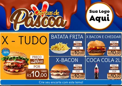 Modelo de Encarte para Encarte A4 Horizontal com o tema Ofertas de Páscoa para Hamburgueria