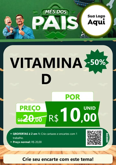 Modelo de Cartaz para Cartaz A4 Vertical com o tema Mês dos Pais para Farmácia
