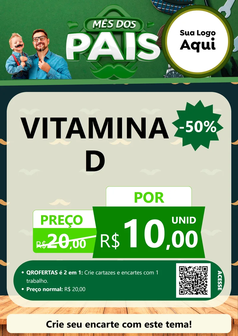 Modelo de Cartaz para Cartaz A4 Vertical com o tema Mês dos Pais para Farmácia