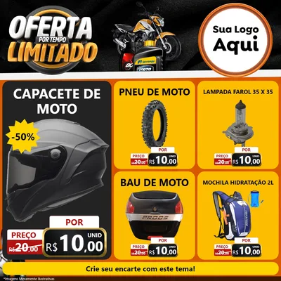 Modelo de Rede Social para Feed Facebook com o tema Oferta Por Tempo Limitado - Motopeças para Moto peças