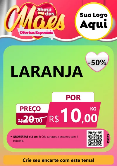 Modelo de Cartaz para Cartaz A4 Vertical com o tema Show das Mães - Ofertas Especiais para Hortifrúti