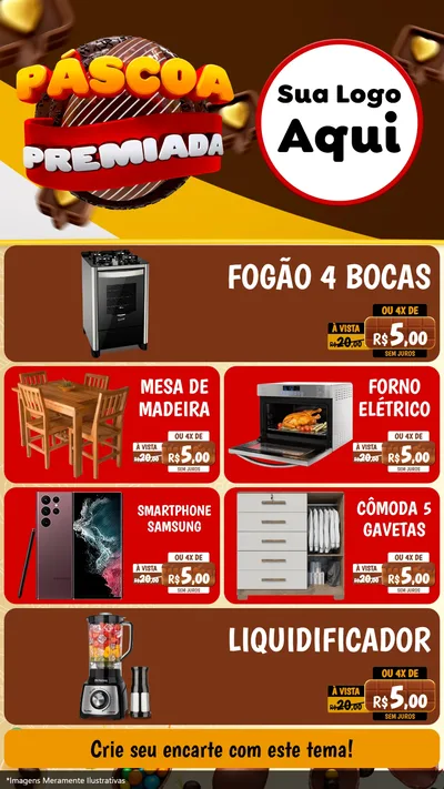 Modelo de TV para TV Vertical com o tema Páscoa Premiada para Móveis e Eletro