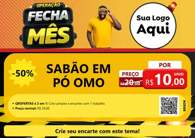 Modelo de Cartaz para Cartaz A4 Horizontal com o tema Operação Fecha Mês para Produtos de Limpeza