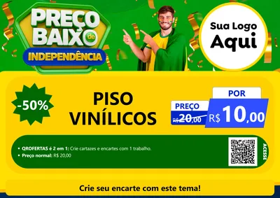 Modelo de Cartaz para Cartaz A4 Horizontal com o tema Preço Baixo de Independência para Material para Construção