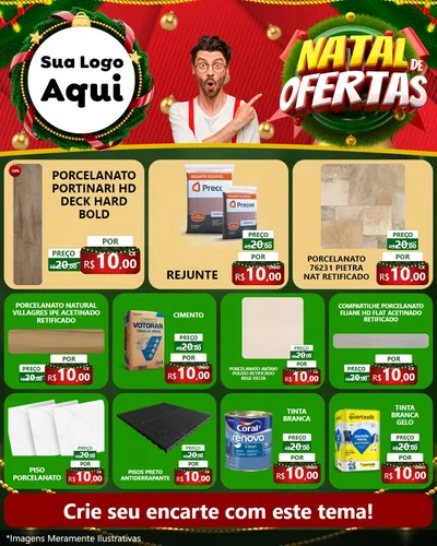 Modelo de Rede Social para Feed Instagram com o tema Natal de Ofertas para Pisos e revestimentos