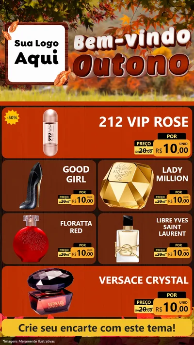 Modelo de TV para TV Vertical com o tema Bem-vindo Outono para Perfumes