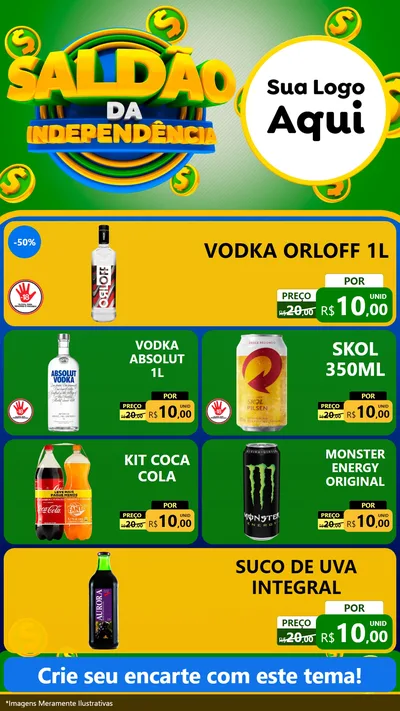 Modelo de TV para TV Vertical com o tema Saldão da Indepêndencia para Distribuidora de bebidas