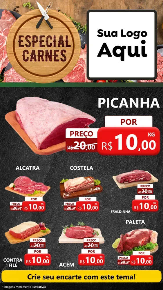 Modelo de Rede Social para Stories com o tema Especial Carnes para Açougue