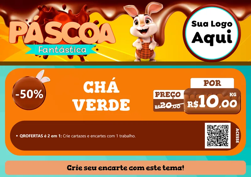 Modelo de Cartaz para Cartaz A4 Horizontal com o tema Páscoa Fantástica para Produtos Naturais