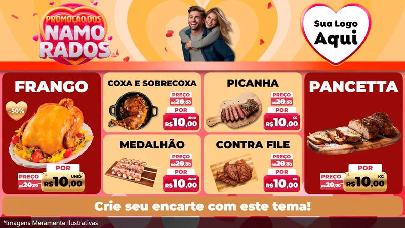 Modelo de TV para TV Horizontal com o tema Promoção dos Namorados para Assados