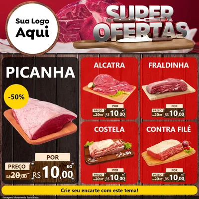 Modelo de Rede Social para Feed Facebook com o tema Super Ofertas - Açougue para Açougue