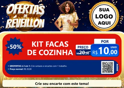 Modelo de Cartaz para Cartaz A4 Horizontal com o tema Ofertas de Réveillon para Utilidades Domésticas