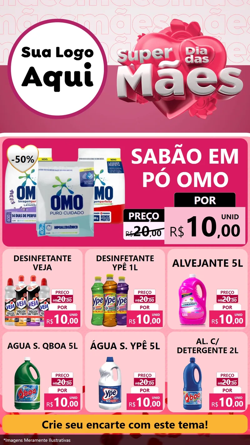 Modelo de Rede Social para Stories com o tema Super Dia Das Mães para Produtos de Limpeza