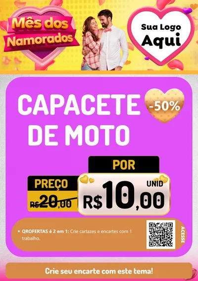 Modelo de Cartaz para Cartaz A4 Vertical com o tema Mês dos Namorados para Moto peças