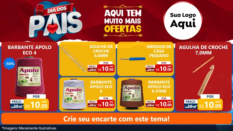 Modelo de TV para TV Horizontal com o tema Dia dos Pais para Armarinho e Aviamentos