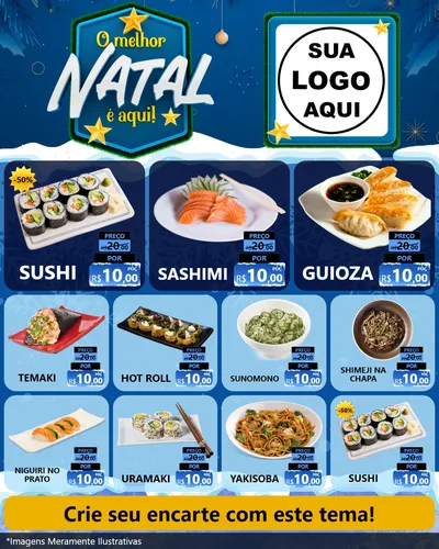 Modelo de Rede Social para Feed Instagram com o tema O Melhor Natal É Aqui! para Comida japonesa