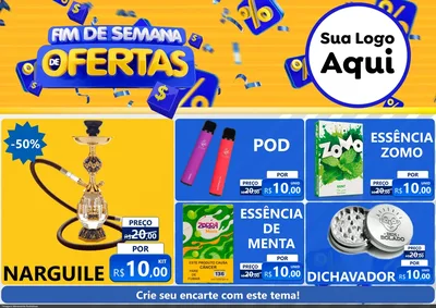 Modelo de Encarte para Encarte A4 Horizontal com o tema Fim de Semana de Ofertas para Tabacaria