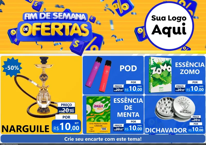 Modelo de Encarte para Encarte A4 Horizontal com o tema Fim de Semana de Ofertas para Tabacaria