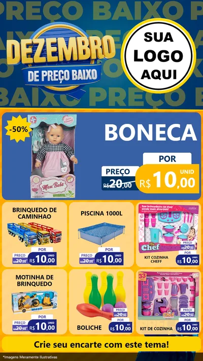 Modelo de Rede Social para Stories com o tema Dezembro de Preço Baixo para Brinquedos