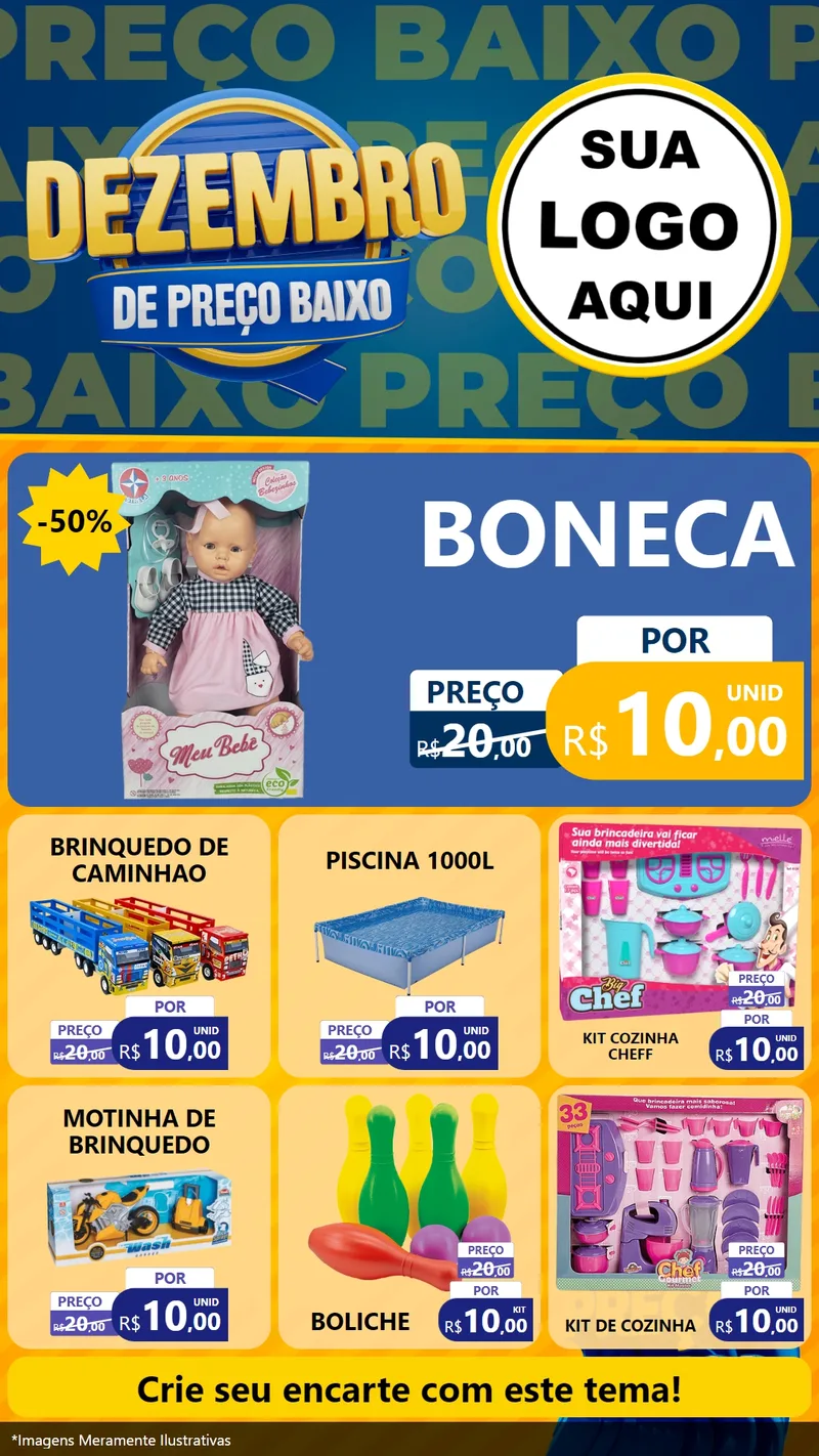 Modelo de Rede Social para Stories com o tema Dezembro de Preço Baixo para Brinquedos