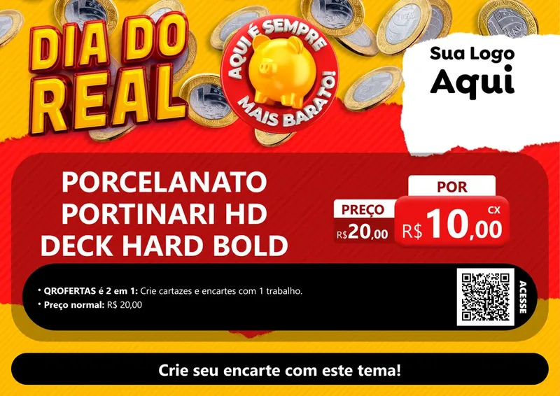 Modelo de Cartaz para Cartaz A4 Horizontal com o tema Dia Do Real para Pisos e revestimentos