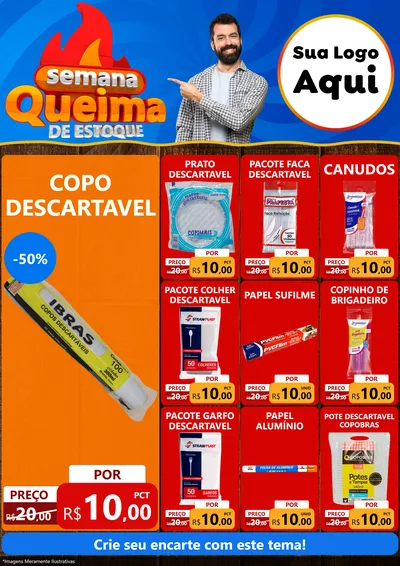 Modelo de Encarte para Encarte A4 Vertical com o tema Semana Queima de Estoque para Embalagens