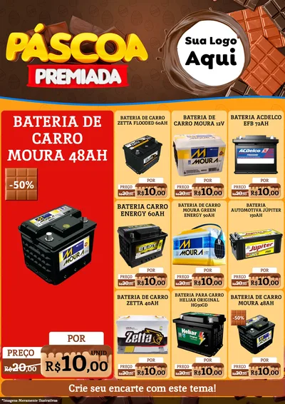 Modelo de Encarte para Encarte A4 Vertical com o tema Páscoa Premiada para Baterias Elétricas