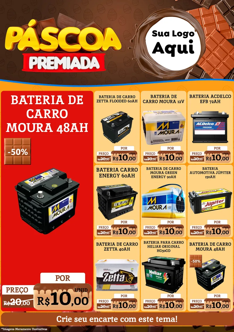 Modelo de Encarte para Encarte A4 Vertical com o tema Páscoa Premiada para Baterias Elétricas