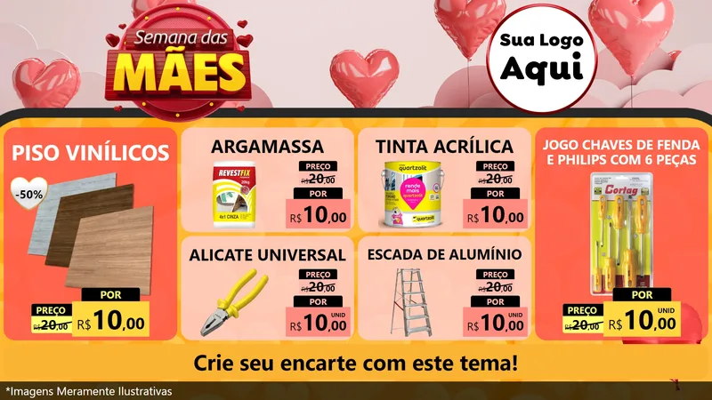 Modelo de TV para TV Horizontal com o tema Semana das Mães para Material para Construção