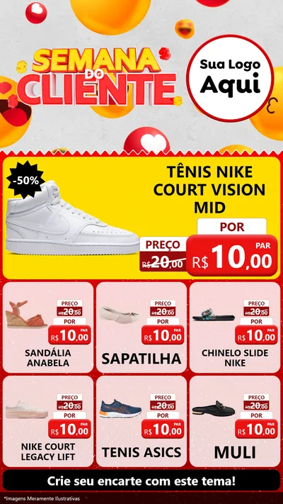 Modelo de Rede Social para Stories com o tema Semana do Cliente para Calçados
