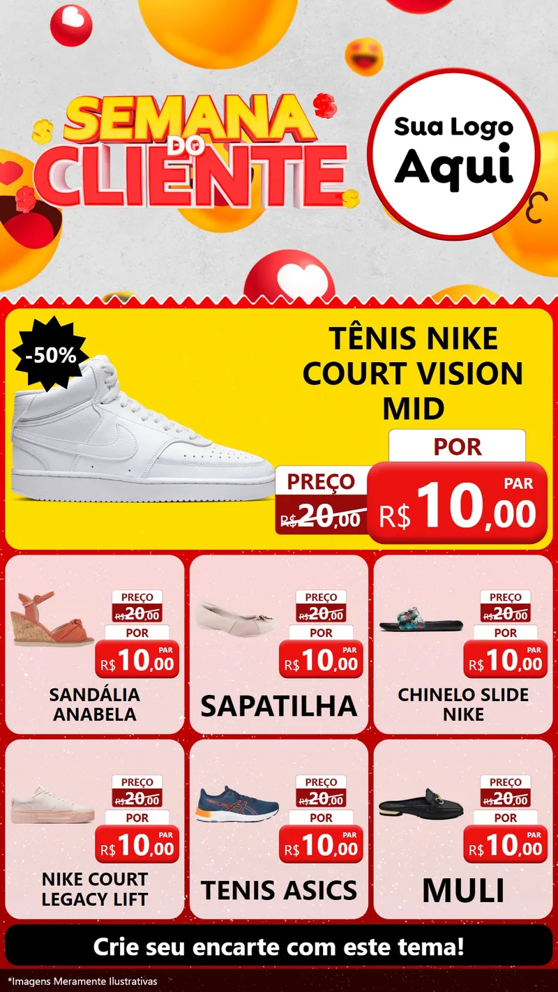 Modelo de Rede Social para Stories com o tema Semana do Cliente para Calçados