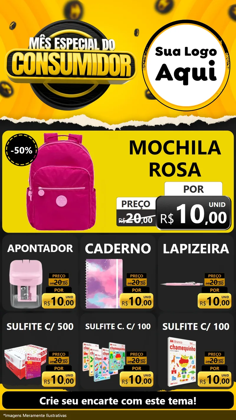 Modelo de Rede Social para Stories com o tema Mês Especial do Consumidor para Papelaria