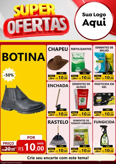 Modelo de Encarte para Encarte A4 Vertical com o tema Super Ofertas para Agropecuária