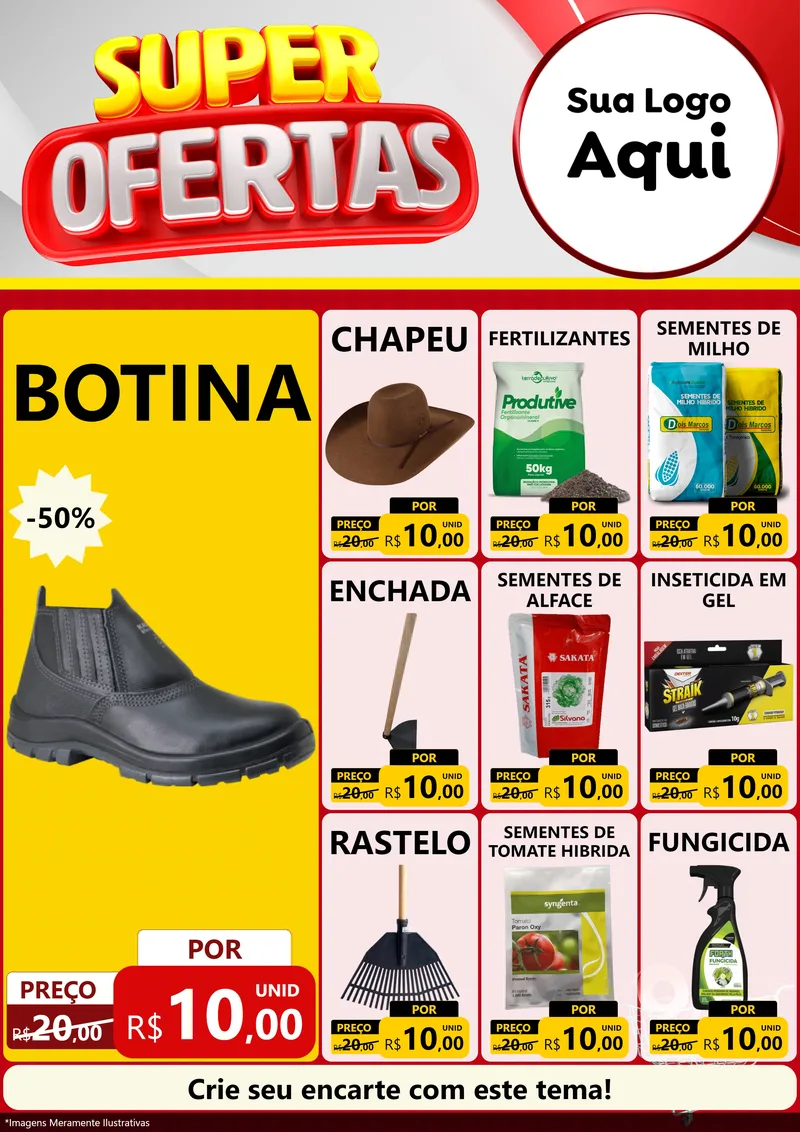 Modelo de Encarte para Encarte A4 Vertical com o tema Super Ofertas para Agropecuária