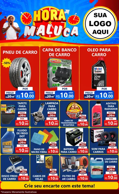 Modelo de Encarte para Encarte Grande com o tema Hora Maluca para Auto peças