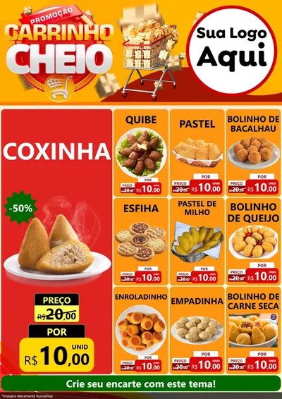 Modelo de Encarte para Encarte A4 Vertical com o tema Promoção carrinho cheio para Salgadaria