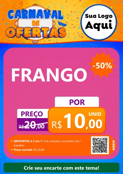 Modelo de Cartaz para Cartaz A4 Vertical com o tema Carnaval de Ofertas para Assados