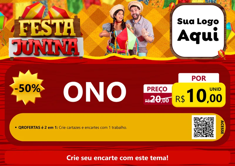 Modelo de Cartaz para Cartaz A4 Horizontal com o tema Festa Junina para Óticas