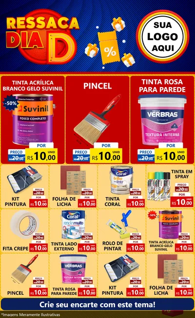 Modelo de Encarte para Encarte Grande com o tema Ressaca Dia D para Tintas e Ferramentas