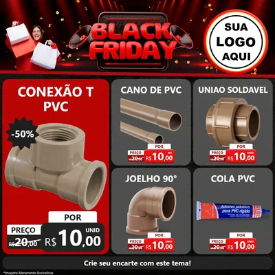 Modelo de Rede Social para Feed Facebook com o tema Black Friday para Tubos e conexões
