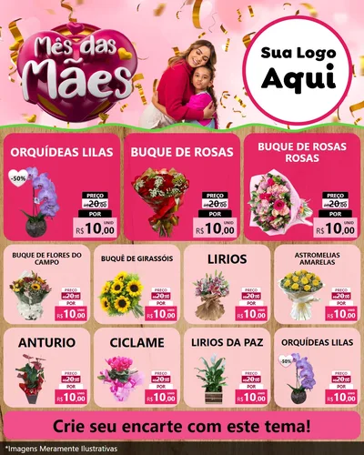 Modelo de Rede Social para Feed Instagram com o tema Mês das Mães para Floricultura e jardim