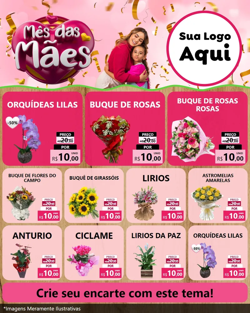 Modelo de Rede Social para Feed Instagram com o tema Mês das Mães para Floricultura e jardim