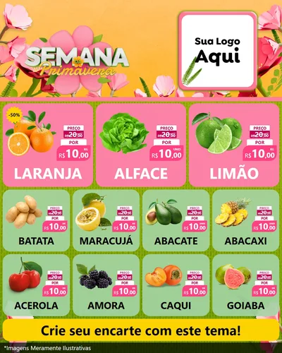 Modelo de Rede Social para Feed Instagram com o tema Semana da Primavera para Hortifrúti