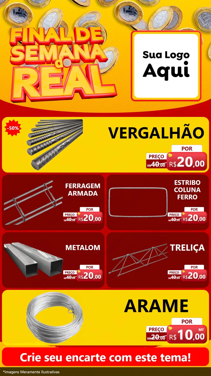 Modelo de TV para TV Vertical com o tema Final de Semana do Real para Ferragens